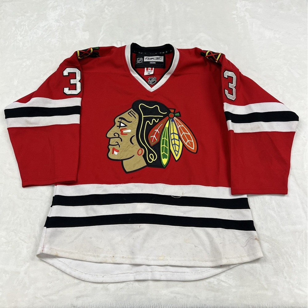 Reebok Hockey Jersey Mens 48 Red Chicago Blackhawks NHL Fight Strap 3